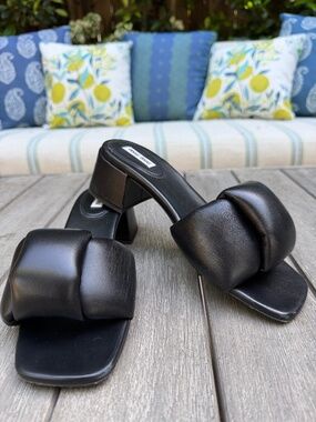 Miu Miu Black Padded Leather Slide Mules